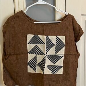 Brown Linen Quilt Square Top